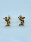 A Set of 14 ct Yellow Gold Mickey Mouse Cuff Links (10.2g)