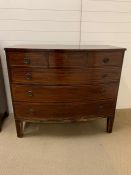 A bow fronted three over three chest of drawers AF (H108cm W125cm D60cm)