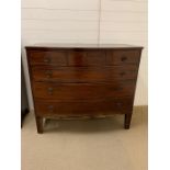 A bow fronted three over three chest of drawers AF (H108cm W125cm D60cm)