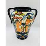 A Charlotte Rhead Twin Handle Egyptian Style Vase (Approx 91/2" High)