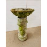 A stone bird bath