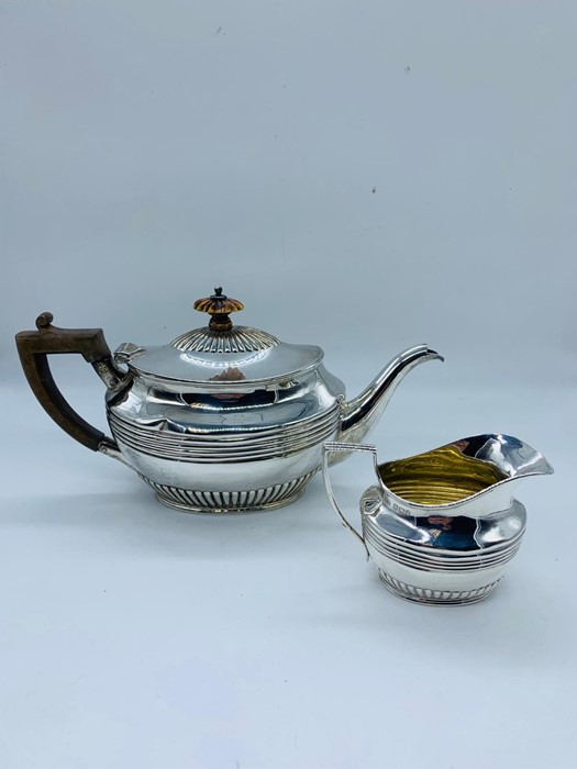 H & S silver teapot and milk jug hallmarked Sheffield