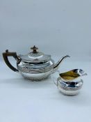 H & S silver teapot and milk jug hallmarked Sheffield