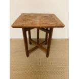 African style carved teak side table (H46cm 42cm square)