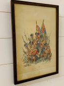 A watercolour depicting Royal Higlanders 42nd Black Watch at Waterloo