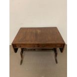A late regency style sofa table with middle stretcher (H73cm D66cm W98cm)