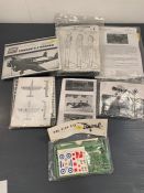 A selection of seven aircraft model kits to include Focke Wulf Fw Ta 283, Fokker G-1 Reaper etc