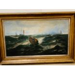 'Rough Seas' an oil on canvas by Thomas Rose Miles (British 1869 -1910) AF last seen in 2014 in a