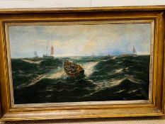 'Rough Seas' an oil on canvas by Thomas Rose Miles (British 1869 -1910) AF last seen in 2014 in a