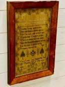 A 19th Century Needlework Sampler, Dated March 18th 1816.