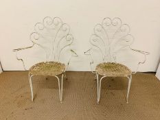 A Pair of Vintage French Garden Peacock Style Garden Chairs