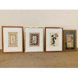 A collection of framed Asian prints including Japanese, Indian and Persian