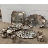 A selection of silver plated items