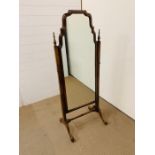 An mahogany floor standing mirror (H133cm)