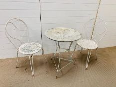 A French Garden Set of table and two chairs (H70cm Dia 60cm)