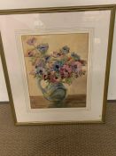 A Mid 20th century still life watercolour by R. Goodhind 1952 and An Unknown oil on canvas.