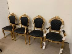 Four gilt framed dining chairs