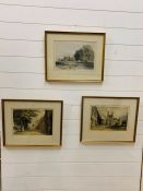 Three Windsor prints, The long walk, The school yard and Eton college. First published 1844