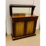 A Regency style rosewood Chiffonier with brass inlaid galleried shelf, fitted frieze drawer H 132