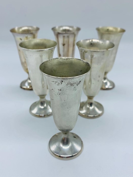 Six Gorham sterling silver sherry glasses by J.E Caldwell and Co Philadelphia - Image 2 of 3