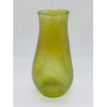 Loetz Candia Silberiris 11 iridescent glass vase. Indented tapered with fire polished rim & polished
