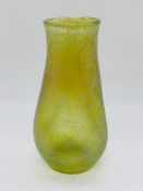 Loetz Candia Silberiris 11 iridescent glass vase. Indented tapered with fire polished rim & polished