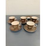 Five Shelley china tea cups and six saucers