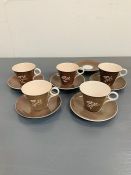 Five Shelley china tea cups and six saucers