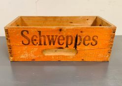An original vintage wooden Schweppes crate/box (H17cm W47cm D22cm)