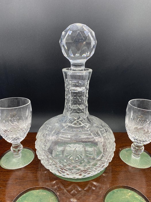 A Cut Glass Decanter set with four glasses on a Mahogany Stand. - Image 2 of 3
