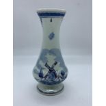 Hand painted Delft blue vase