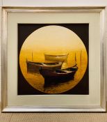 A framed picture of three boats by Romanelli 75
