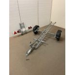 Single collapsible motorbike trailer, ramp and brake light board