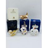 A selection of boxed Royal Crown Derby china animals to include Bunny, Robin, Harvest Mouse and