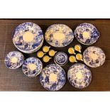 A large quantity of Royal Crown Derby " Williow" pattern dinner ware to include 11 dinner plates (