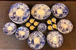 A large quantity of Royal Crown Derby " Williow" pattern dinner ware to include 11 dinner plates (