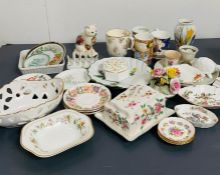 A selection of china with various makers to include Wedgwood, Royal Windsor, Royal Worcester etc