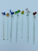 A Selection of Mid Century Glass Drink Stirrers