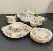 Small selection of Royal Albert bone china "Silver Maple", teapot, milk jug, sandwich plate etc