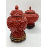 Two Chinese cinnabar lacquer vases