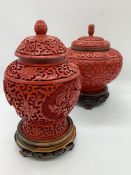 Two Chinese cinnabar lacquer vases