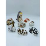 A selection of Royal Crown Derby china animals to include Puppy, Bank Vale, Meadow Rabbit etc