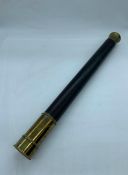 A two drawer brass and leather telescope, engraved Amslay London