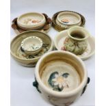 A selection of nine pieces of Studio Pottery signed to the base "Maura"