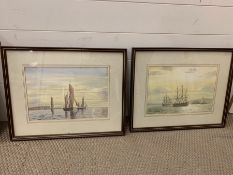 Two Nautical Themed watercolours by Roger Adams