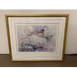 A signed framed print by Gordon King "Champagne and Silk"