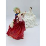 Two Royal Doulton figures "Autumm Breezes" and "My Love"