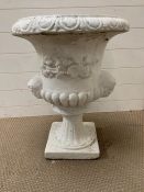 A painted concrete urn flower planter (H65cm Diam 48cm)