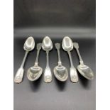 A Set of Six Silver Hallmarked Viddle,Thread and Shell spoons (420g)