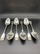 A Set of Six Silver Hallmarked Viddle,Thread and Shell spoons (420g)